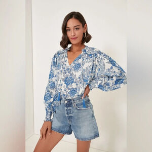 Ro’s Garden Tuckernuck Blue Leticia Hollie Shirt Size Large (fits XL)